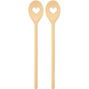 teemando® 2 cucchiai da cucina in legno con cuore, 30 cm, ovali per cucinare e cuocere, indistruttibili con uso normale