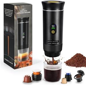 LAMA Mini macchina da caffè a capsule, macchina da caffè portatile, macchina da caffè elettrica, compatibile con capsule di caffè e polvere di caffè, riscaldamento immediato per campeggio, auto,