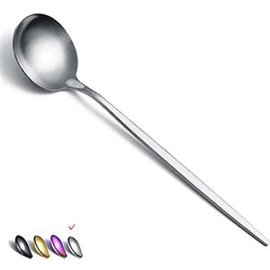 HOMQUEN Cucchiai da Tavola 6 Pezzi, Cucchiaio da Tavola in Acciaio Inossidabile da 8,1 Pollici Cucchiaio da Dessert Cucchiaio Posate Per Cucina di Casa o Ristorante (Argento Opaco-8,1 Pollici)