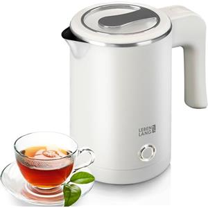 LEBENLANG Bollitore elettrico piccolo in acciaio inox - 500 ml & senza BPA I 600W Mini bollitori piccolo bianco per viaggiare I Electric kettle acqua elettrici Wasserkocher Water boiler da ufficio
