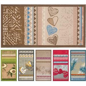 Olivo Tappeti OLIVO.shop SURF Tappeto cucina antiscivolo lavabile stampato, passatoia multiuso colorata, 6 disegni varie misure (HEARTS BROWN, 40 x 60 cm)