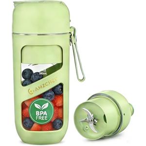 AMZCHEF Frullatore Portatile Sottovuoto - Frullatore Portatile USB Ricaricabile per Frullati e Smoothie - Mini Frullatore Elettrico con 10 Lame per Sport, Viaggi, Escursionismo, Senza BPA (Erba Verde)