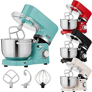 Arebos Impastatrice Robot da Cucina 1500W | Azzurro | Con 2 ciotole di miscelazione 4,5L + 5,5L | Multifunzione Impastatore Planetario con Ganci, Frullare | 6 Velocità con Impulso Regolabile