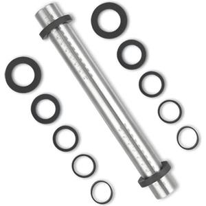 Folksy Super Kitchen Super Kitchen Mattarello Regolabile in Acciaio Inox Antiaderente, con 5 misure di Anello in Silicone Rimovibile, Accessori da Forno, per Pizza, Biscotti, Pasticceria, Pasta, Fondente (35cm, Argento)