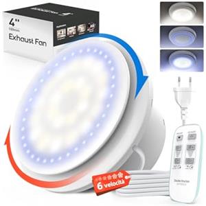 SBONNI Aspiratore Bagno 100mm, 11 Effetti Luminosi, 6 Velocità, 2 Direzioni Ventilatore, Estrattore Aria Silenzioso con Telecomando, Potente Ventola Aspirazione Bagno Cucina WC Garage Cantina