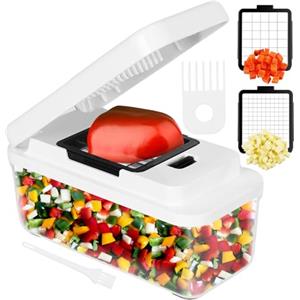 Vihoom Taglia Verdure, Affetta Mandolina Verdure per Taglio Rapidamente e Uniformemente Dei Cubetti, Tagliaverdure con 2 Lame Intercambiabili per Carota, Patata e Cetriolo