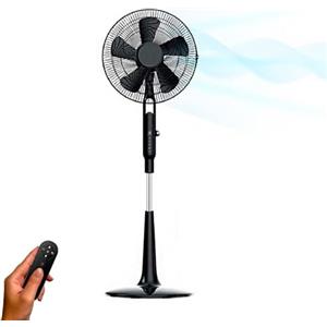 Wintem HARBIN Ventilatore a Piantana 45W con 5 Pale e 10 Velocità, Timer 7,5 Ore, con Telecomando - Silenzioso, Altezza Regolabile 135 cm, Nero