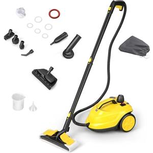 RELAX4LIFE Pulitore a Vapore 2000 W, Temperatura 160°,5 bar, Per Pulire: 108 m², Serbatoio: 1,8 L, Tempo di Riscaldamento: 8 min, 3 Regolazione del vapore, Ricchi Accessori,Senza Chimici (GIALLO)