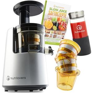 Nutrilovers *NUOVO* NUTRI-PRESS NO.1 Spremiagrumi lento con 3 filtri per succhi, frullati, ghiaccio di frutta - Molto silenzioso e 100% senza BPA - Spremiagrumi elettrico per frutta, verdura, sedano