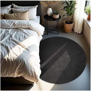 tectake® Tappeto Salotto, Tappeto Pelo Corto, Tappeti Salotto Design Elegante, Tappetino, Lavabile in Lavatrice, Ideale per Sala da Pranzo, Camera da Letto, Studio, Soggiorno - Antracite - Ø 120cm