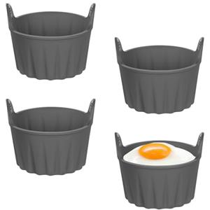 Ainiv Stampi per Dolci in Silicone, 4PZ Pirottini Muffin Riutilizzabili, Pirottini/Stampi in Silicone per Muffin, per Ninja Foodi Tower, per Budini, Focaccine, Gelati - 4 Grigio