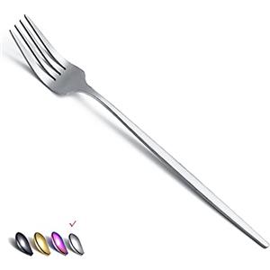 HOMQUEN Set di 6 forchette da dessert in acciaio inox, opache, da tavola, insalata, set di posate per casa, cucina o ristorante, lavabili in lavastoviglie (argento opaco, 21 cm)