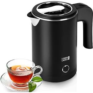 LEBENLANG Bollitore elettrico piccolo in Acciaio Inossidabile - Risparmio Energetico 600W & Portatile 0,5L I Mini Bollitore Elettrico inox Bollitori Acqua Teiera da Viaggio Electric Kettle