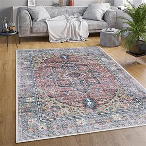 Paco Home Tappeto Salotto Moderno Soggiorno Tessuto Liscio Moderno Persiano Marocco Motivo Ornamenti Vintage Lavabile, Dimensione:120x160 cm, Colore:Multicolore 2