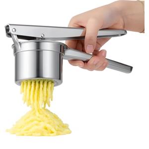 Virsus Schiacciapatate in acciaio inox 18/10, bicchiere con fori diametro 2,5 mm, passapatate manuale antiruggine lavabile in lavastoviglie per purè di patate, castagne, verdure, Made in Italy