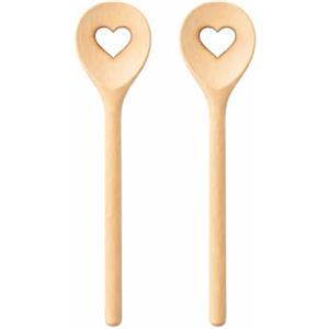 teemando® 2 cucchiaini da cucina in legno con cuore, 16 cm, rotondi, per cucinare e cuocere