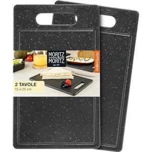 Moritz & Moritz Set di 2 taglieri in plastica con scanalatura per liquidi effetto granito - 25 x 15 cm - Taglieri senza BPA - Tagliere igienico e lavabile in lavastoviglie