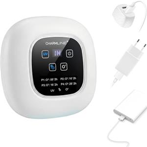 Charmline Purificatore d'Aria 3 in 1 con Box per Fragranze, Tecnologia a Ozono, Ioni Negativi e UV per la Neutralizzazione degli Odori in Casa, Supporta l'alimentazione tramite presa di corrente o power bank