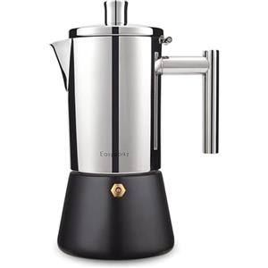 Easyworkz Diego Caffettiera Macchina per Espresso Italiana in Acciaio Inox 4 Tazze,200 ml, per fornello, Nero