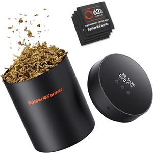 Spider Farmer Auto-Cure Smart Jar, contenitore per sigillatura sottovuoto portatile da 2 l, con 4 confezioni da 62% di umidità dell'aria, per erbe, funghi, caffè, spezie, fiori
