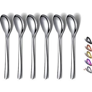 HOMQUEN Cucchiaini da Caffè Demitasse, Mini Cucchiaini da Caffè da 14 Cm, Piccoli Cucchiai in Acciaio Inossidabile, Cucchiaini da Tè Per Dessert, Set da 6, Lavabili in Lavastoviglie (Argento)