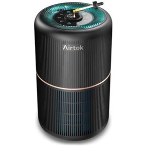 AIRTOK Purificatore Aria, Purificatore d'Aria per Allergie con Spugna Aromatica, Filtro H13 HEPA rimuove il 99,97% di polvere, polline e odori di animali domestici, con Luce notturna, 25dB