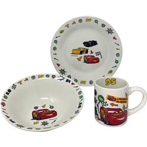 CARTOON Set 3 pezzi in ceramica Cars Disney tazza ciotola piatto stoviglie per bambini servizio da tavola in confezione