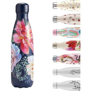 Chilly's Original Borraccia - Borraccia in Acciaio Inossidabile con Isolamento Sottovuoto, Riutilizzabile, per Bevande Calde e Fredde - A Prova di Perdite, Senza Condensa - Climbing Camellia, 500ml