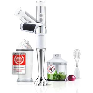 Turmix CX 422 Frullatore a immersione professionale - Frullatore a batteria in acciaio inox 1800W con accessori: tritatutto, frusta, bicchiere e base - Mixer cucina senza fili ricaricabile