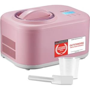 TZS First Austria - Gelatiera 1L con Compressore 3-in-1-100W Macchina per Gelato Autorefrigerante per Frozen Yogurt, Sorbetti e Gelato - Rosa