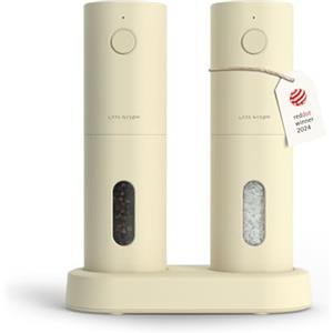LARS NYSØM Set macinini elettrici sale e pepe | Automatici con macinino in ceramica regolabile | Set per spezie elettrico ricaricabile via USB (Butter Cream)