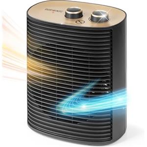 Duronic HV32 BK Stufetta Elettrica Portatile 2000W, Termoventilatore Compatto Silenzioso, 3 Modalità, Termostato Regolabile, Protezione Anti-Ribaltamento, Mini Heater per Casa e Ufficio