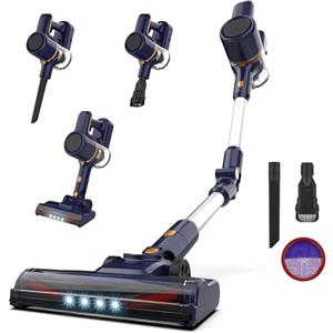 Generic Aspirapolvere Senza Fili, Scopa elettrica Pieghevole, Senza Sacco, 20kPa, Luce LED, Due filtri a spugne, Autonomia 40 Min, Pavimenti Tappeto Peli di Animali Domestici