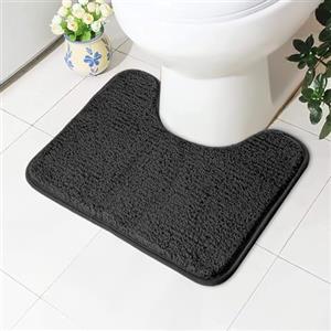 AUAUY Antiscivolo Tappeto Bagno WC, 50x40cmTappetino da Bagno Antiscivolo con Forma a U, Tappetino Bathroom Super Assorbente, per il Bathroom Assorbente in Microfibra, Nero