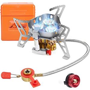 WADEO Fornello da Campeggio a Gas 6800W Pieghevole Antivento - con Accensione Piezoelettrica, Adattatore Butano - Leggero e Portatile per Trekking, Escursionismo, Picnic e Outdoor