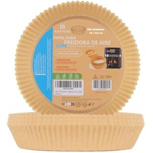 RAYPOW Carta Friggitrice Aria 16R100 Air Fryer Rotondo 100 Unità 16-20 cm Stampi Monouso per Forno BPA Free Accessori per Friggitrice Senza Olio da 2 a 8 litri (16-20 CM-Rotondo-100 unità)