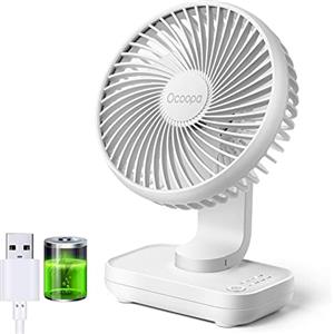 OCOOPA Ventilatore da Tavolo USB con Batteria di 4000mAh Ricaricabile, Mini Ventilatore da Tavolo Portatile di 12cm a 4 Velocità, Silenzioso e con un Potente Flusso d'Aria, Indicatore della Batteria