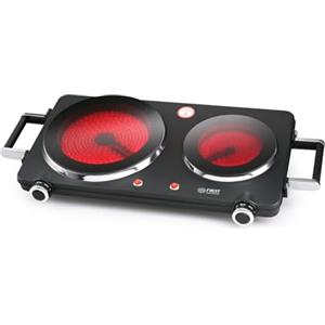 TZS First Austria piastra ceramica a infrarossi doppia, per tutte le pentole, 22cm/16,5cm, traslochi, campeggio, casa vacanze, riscaldamento rapido, regolazione continua