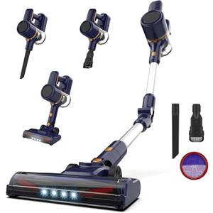 Vastorm Aspirapolvere Senza Fili, Scopa Elettrica Senza Fili, Scopa Elettrica Luce LED, Autonomia 40Min, Due Filtri a Spugne, Pavimenti Tappeto Peli di Animali Domestici