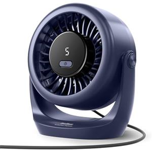 Diveblues Ventilatore da Scrivania USB, Mini Ventilatore Ultra Silenzioso, Potente, Display LED, 5 Velocità, Rotazione 360°, Portatile per Casa, Ufficio & Esterno - TurboBreeze