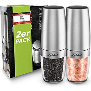 Liebfeld - Macinasale e pepe elettrico [set da 2 pezzi] con sensore di inclinazione, macinapepe e macinasale, macinaspezie e pepper Mill