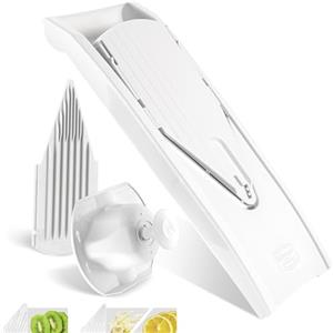 Börner Affettaverdure V1 (Set Base) - Affettatrice a V con 2 Inserti & Portaverdure - Mandolina Regolabile per Verdure & Frutta - Tagliaverdure per Fette in 3 Spessori - Bianco