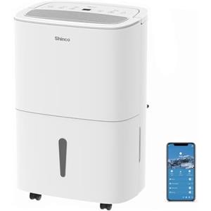 Shinco WIFI Deumidificatore Portatile 30L/Giorno, Purificatore d'aria, Filtro a Carbone Attivo, Timer 24 Ore, Scarico Continuo, Funzione Asciugatrice, Bianco