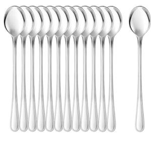 COM-FOUR® 12 cucchiaini da bar in acciaio inossidabile - cucchiai per long drink - cucchiai lunghi per latte macchiato - cucchiaini per gelato (12 pezzi - Cucchiai Latte Macchiato 20cm)