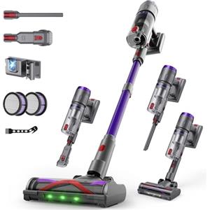 Circlio Aspirapolvere Senza Fili, 600W/58000Pa, Scopa Elettrica Senza Fili 75 Min, Aspirapolvere Senza Filo con LED Touchscreen, Autoportante Anti-Avvolgimento per Tappeti/Pavimenti/Peli Animali