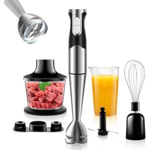 NWOUIIAY Frullatore a Immersione 6 in 1, 1200 Watt Frullatore Tritatutto Multifunzionale in 304 Acciaio Inox, Frullatore Immersione con Turbo Presa Antiscivolo, Velocità Regolabile, Tritatutto