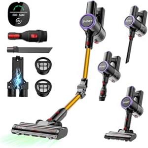 Zynet S9 Aspirapolvere Senza Fili, Scopa Elettrica Senza Fili 45000Pa/500W/45Min con Tubo Pieghevole e Supporto a Parete, Motore Brushless, per Peli di Animali Domestici, Tappeti e Pavimenti Duri