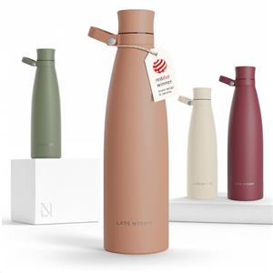 LARS NYSØM Borraccia Termica 1 litro in Acciaio Inox | Bottiglia isolata 1000ml | Bottiglia d'Acqua a Tenuta stagna per Sport, Bicicletta, Cane (Blush Rose, 1000ml)