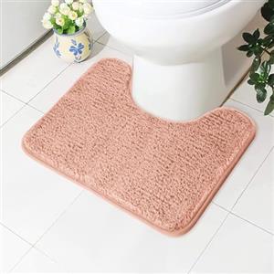 AUAUY Antiscivolo Tappeto Bagno WC, 50x40cmTappetino da Bagno Antiscivolo con Forma a U, Tappetino Bathroom Super Assorbente, per il Bathroom Assorbente in Microfibra, Rosa/(Giallo)