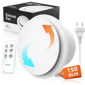 SBONNI Aspiratore Bagno 150 mm Reversibile, 6 Velocità, Indicatore Luminoso, Ventola Aspirazione Bagno con Telecomando, Memoria Intelligente, IPX4, Estrattore Aria Silenzioso Bagno WC Garage Cantina